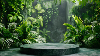 luxury fern podium background for premium product presentation. clean and minimalist concept of interior decoration