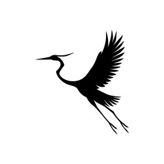 beautiful bird crane flying logo vector illustration template design