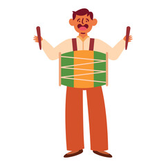 indian man character with drum