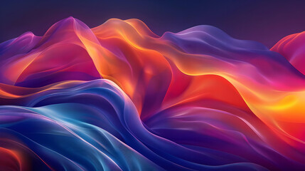Obraz premium Abstract 3D Illustration of Vibrant Wavy Lines in Blue, Purple, and Orange