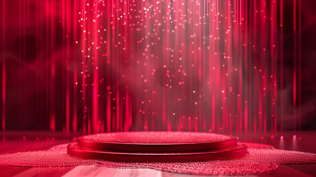 luxury scarlet smile podium background for premium product presentation. clean and minimalist concept of interior decoration