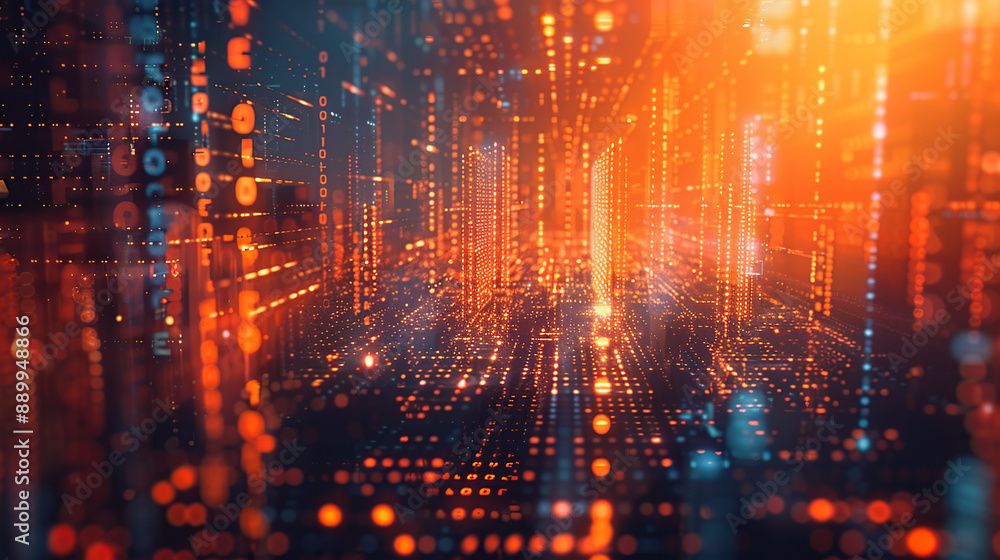 Wall mural abstract communication and future technology data flow