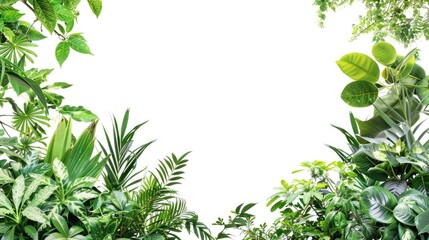 Obraz premium Green Tropical Leaves Frame Isolated on White Background