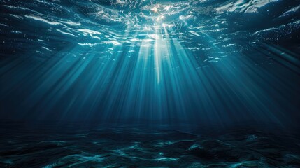 Underwater Sunlight Beams Through The Ocean