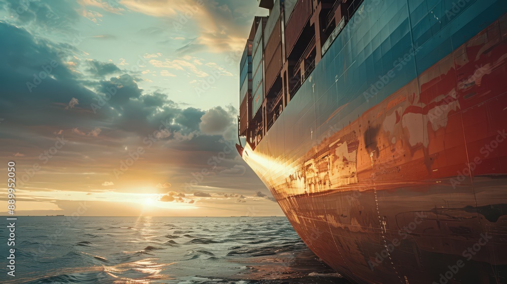 Poster Photograph a cargo ship with automated loading and unloading systems, optimizing port operations and reducing turnaround times.
