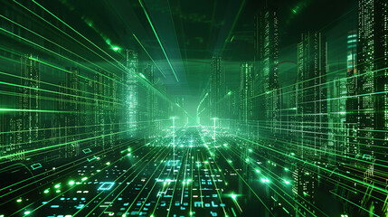 cyber city technology, light green on background