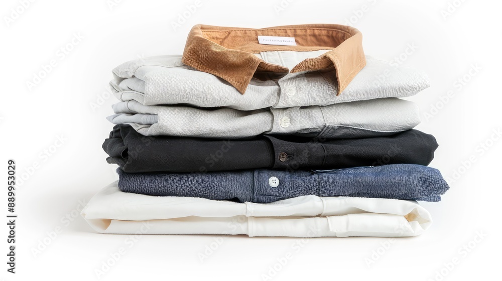 Poster stack of clothes isolated on white background