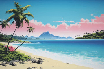 Naklejka premium Tropical beach scenic view