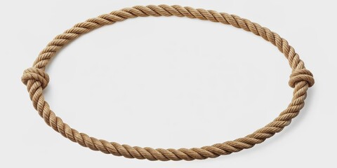 Fototapeta premium A minimalist rope circle frame border isolated on transparent background, ideal for creative compositions, logos, and graphics, with a rustic and natural aesthetic appeal.