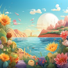 Summer Background Illustration A Beautiful Beach Scene