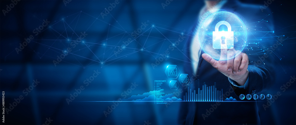 Poster concepts of cybersecurity, user privacy protection, and encryption, and secure internet access cyber