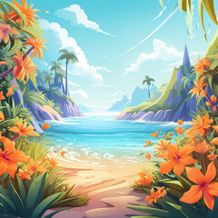 Summer Background Illustration A Beautiful Beach Scene