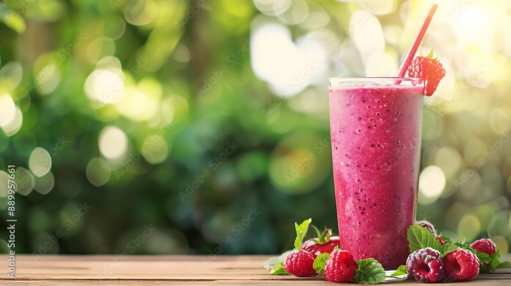 Poster refreshing raspberry smoothie