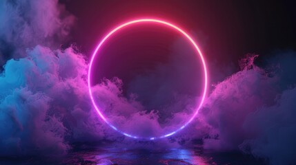 Neon Circle in a Smoky Dream