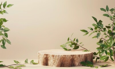 Natural Wooden Platform Surrounded by Greenery