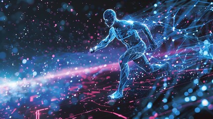 Artistic rendering of a high tech sports analysis tool enhancing athlete performance with data highlighting sports tech.