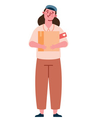 Obraz premium woman volunteer holds donations box