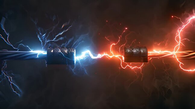 conceptual energy electric spark between two cables