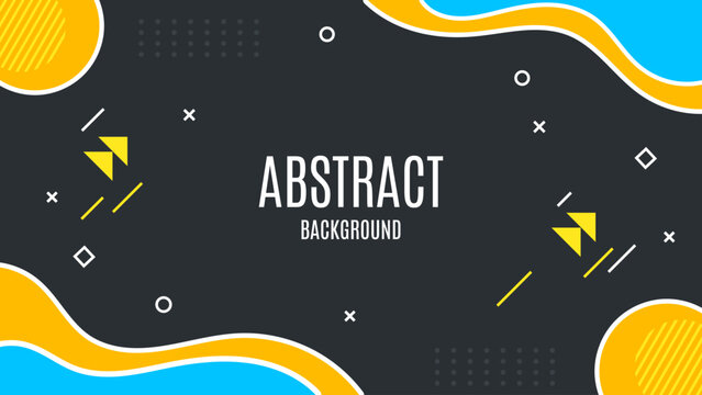 Colorful abstract background with yellow and blue geometric shapes. Vibrant geometric background with wave flow design elements