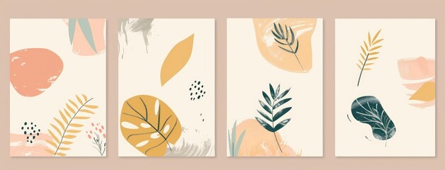 Abstract Botanical Illustration Cards