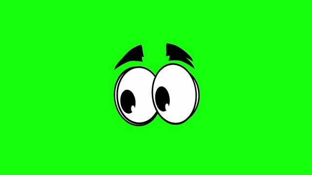 Green screen animation of cartoon eyes moving in all different directions. Good for animation creation needs