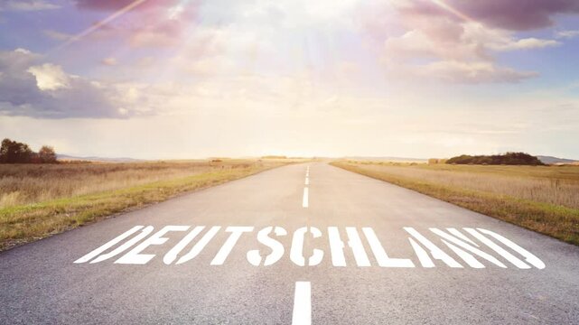 Eine Stra&szlig;e in Richtung Grenze Deutschland	