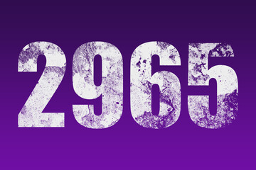 flat white grunge number of 2965 on purple background.	