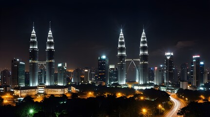 Panoramic of Kuala lumpur city at night Malaysia.generative.ai
