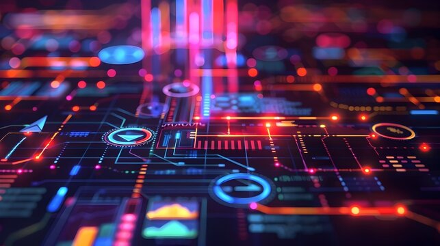 Vibrant Neon-Hued SEO Graph Representing Effective Digital Marketing Strategies