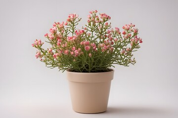 Naklejka premium Common wax flower plant in pot white background, Ai Generated