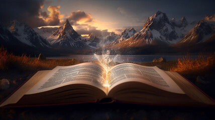 Free photo book composition with open book , Generative AI.