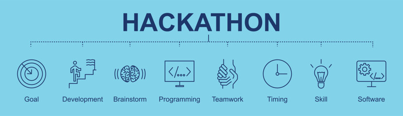 Hackathon concept banner with icons