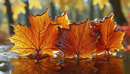 Fototapeta premium Caramel Maple Leaves.