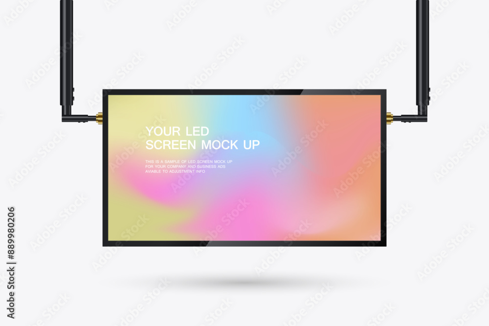 Aufkleber a hanging led screen mockup in 3ds of realistic screen light box. a hanging led screen mock-up with 