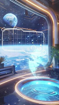 cosmic hideaway unwind in a space station suite seamless looping overlay 4k virtual video animation background