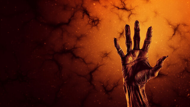 Free photo halloween wallpaper with zombie hand, Generative AI.