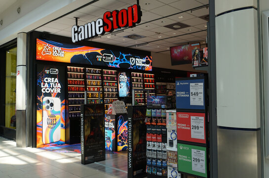 Rimini, Italy - June 25, 2024: A Gamestop video game store in the Rimini, Italy