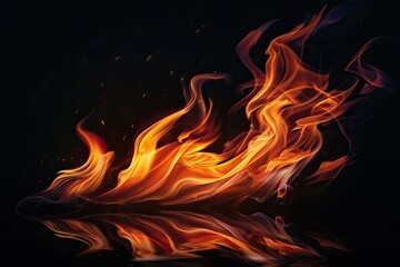 Fototapeta premium fire flames isolated black background