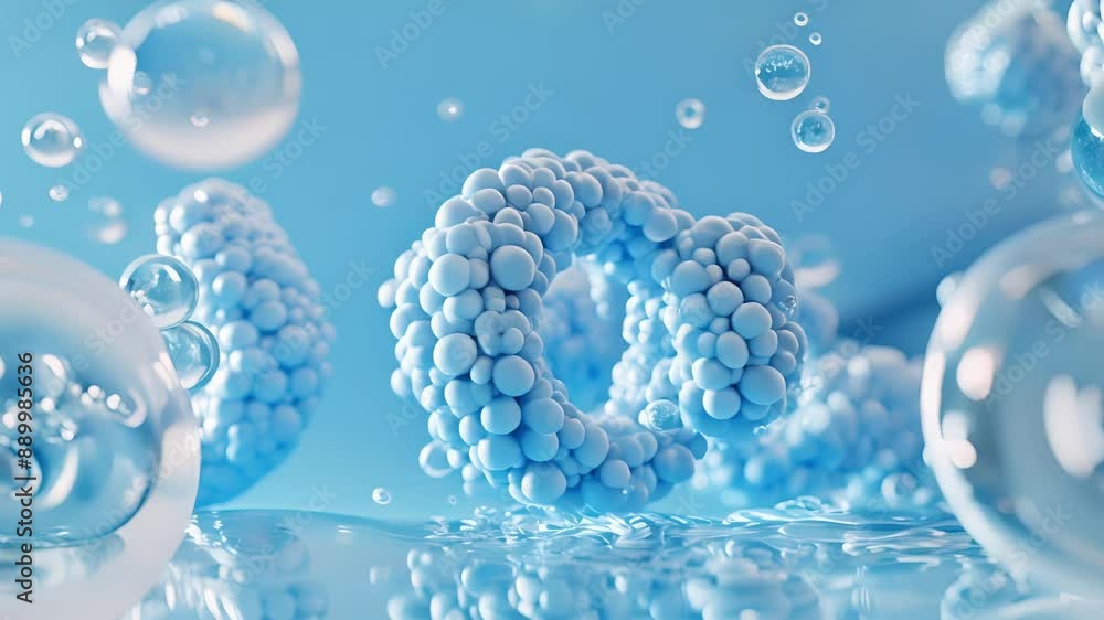Poster a dynamic 3d logo featuring a textured bouncy lettering and a bubbly sphere in the background perfec