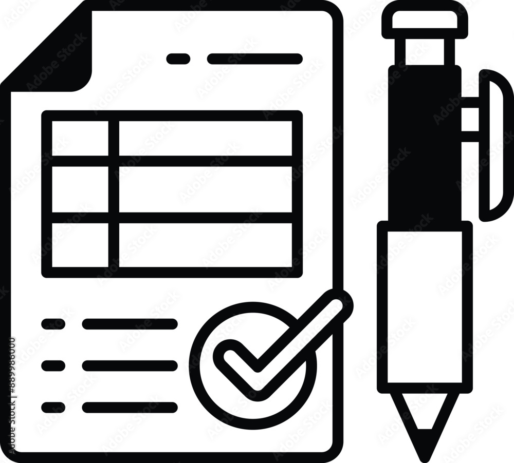 Poster a check mark is on a piece of paper with a pen next to it