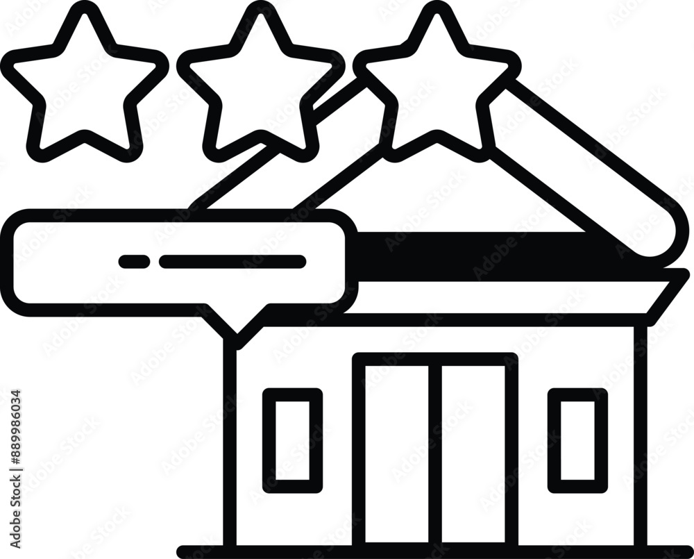 Poster building with three stars on it