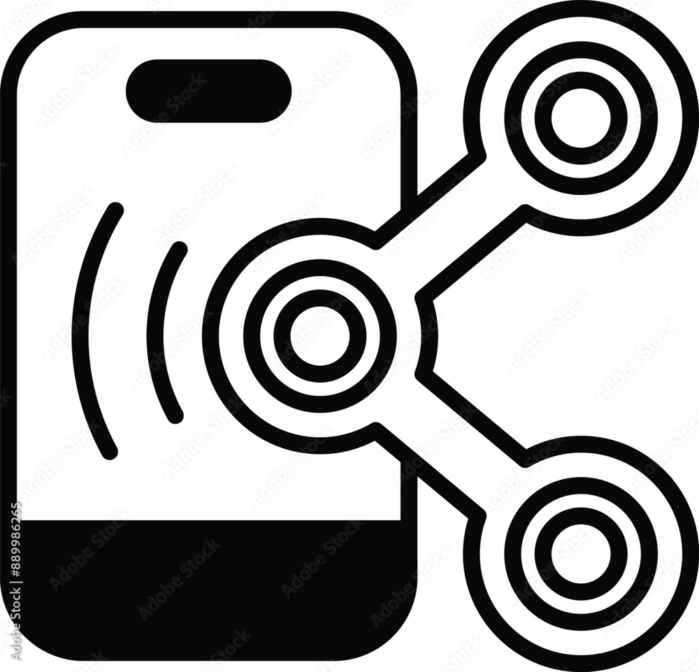 Poster a phone with a black background and three circles on it