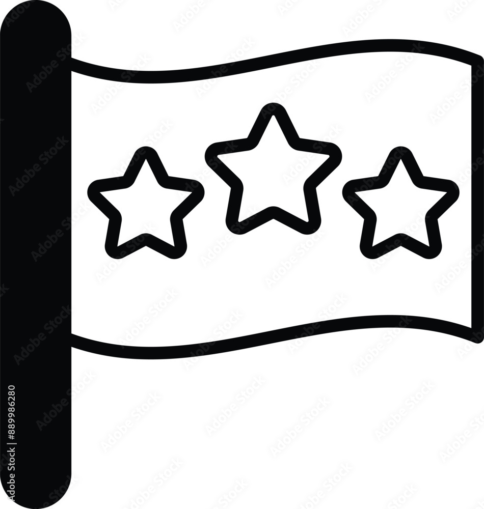 Poster a flag with three stars and a line