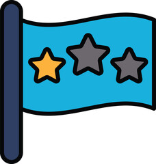 A blue flag with three stars on it