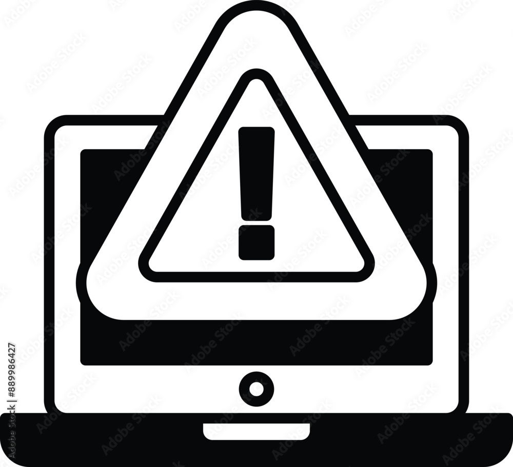 Poster a computer monitor with a red triangle on it