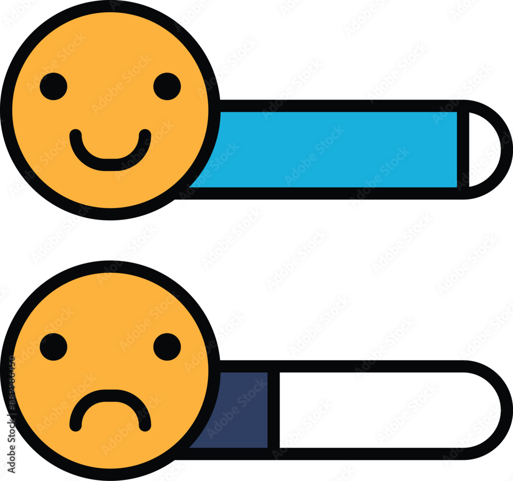 Poster two faces with one smiling and the other frowning