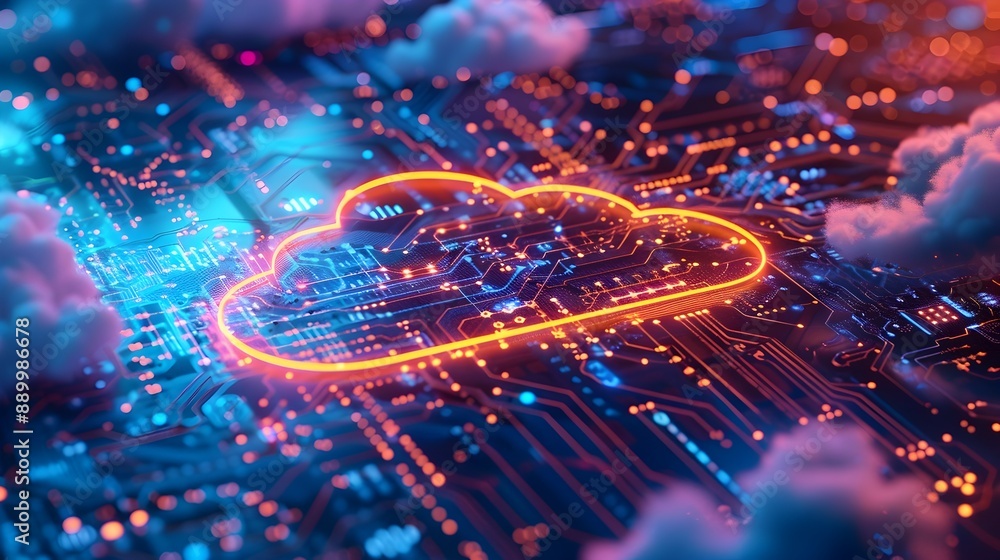 Poster Vibrant of Cloud Based Data Backup and Recovery System with Secure Storage Options and Computing Concept