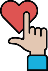 A hand pointing to a heart