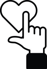 A hand pointing to a heart