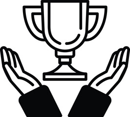A trophy is being held by two hands, symbolizing victory and achievement